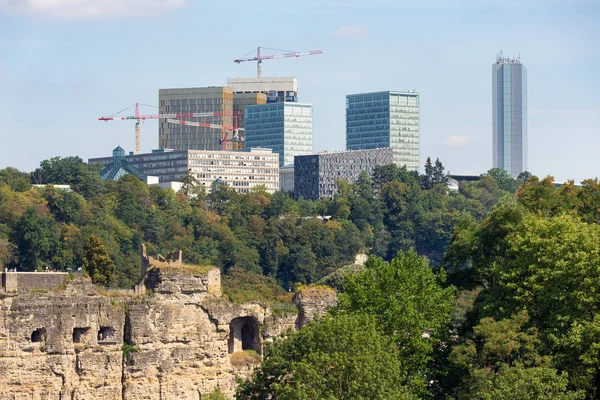 Cidade do Luxemburgo, vista aérea da Cidade Velha e Grund — Fotografia de Stock
