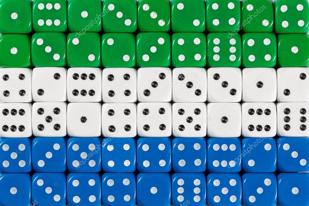 National flag of Sierra Leone in background of dices