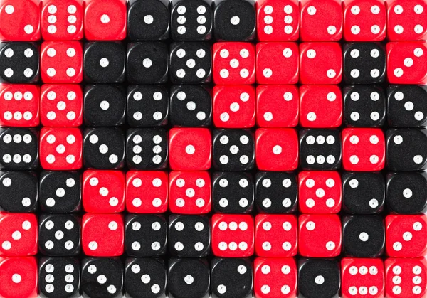 Háttere 70 Random megrendelt fekete és piros dobókocka — Stock Fotó
