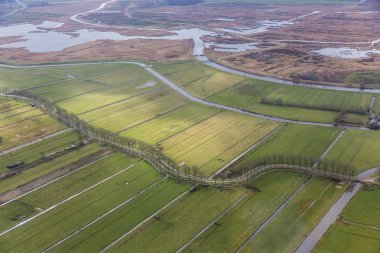 Havadan görünüm Hollanda kırsal ve alanları ve milli park Weerribben