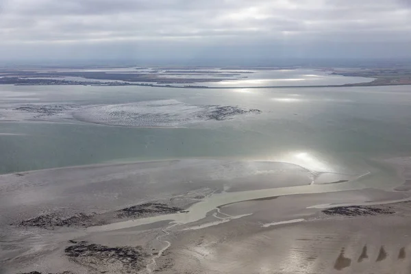 干潮のオランダのワッデン海の航空写真 — ストック写真