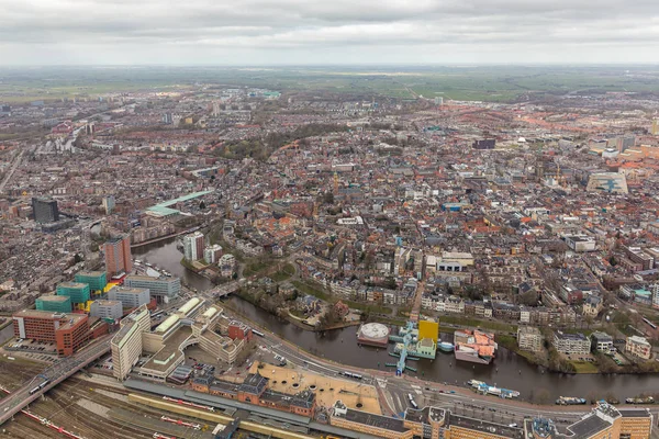 Bovenaanzicht skyline Nederlandse stad van Goningen — Stockfoto