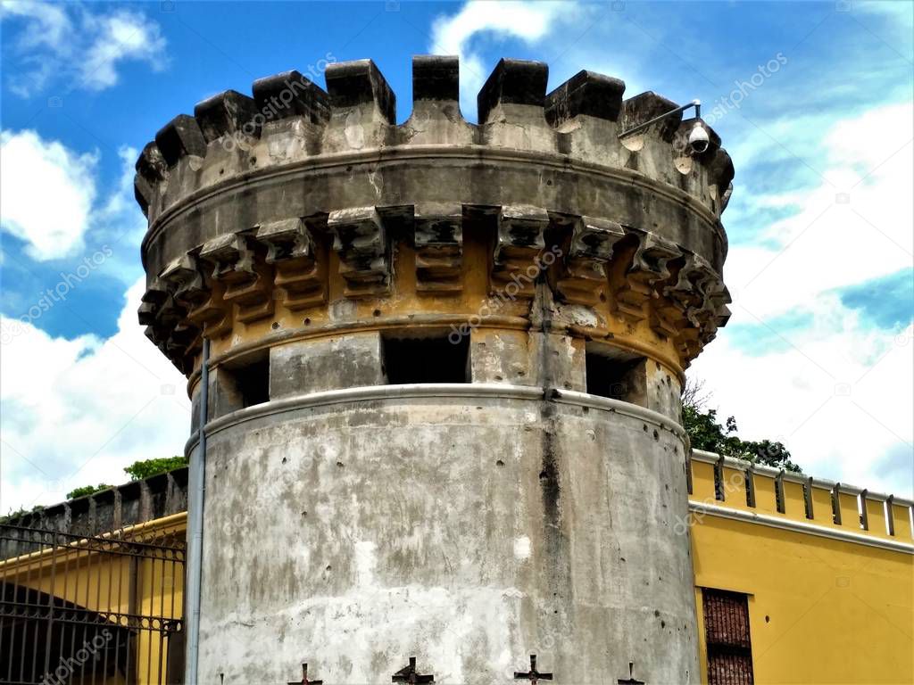 Tower of the National Muesum in San Jose, Costa Rica with bullet holes