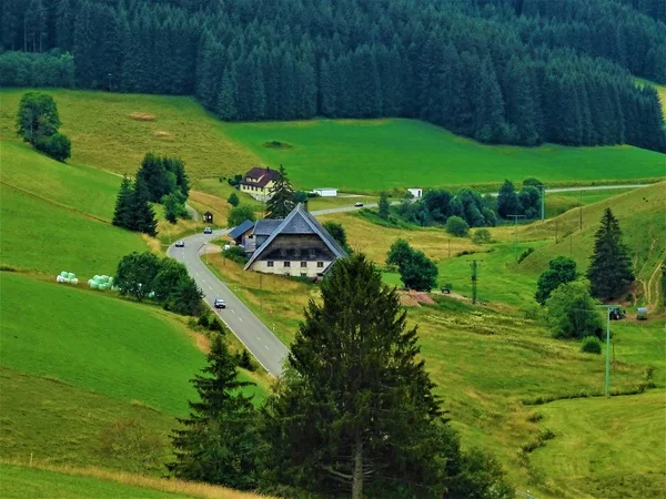 Idylické Farmě Domy Černém Lese Údolí Německo — Stock fotografie