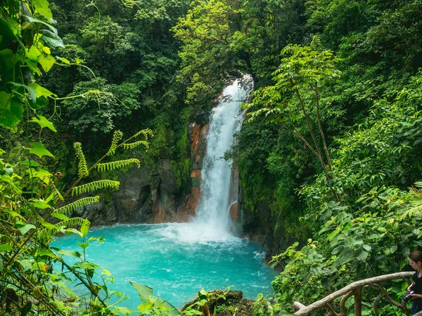热带森林中的瀑布 蓝色的水 — 图库照片