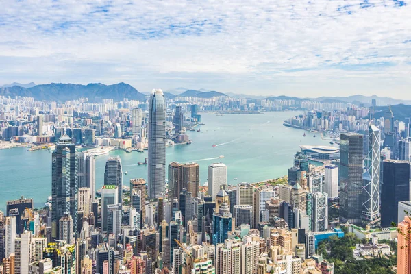 Hong Kong Felhőkarcoló Épületek Victoria Victoria Kikötőre — Stock Fotó