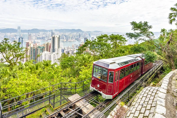 Τραμ Victoria Peak Και Χονγκ Κονγκ Ουρανοξύστης Κτίρια Victo — Φωτογραφία Αρχείου