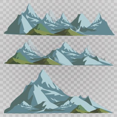 Mountains silhouettes on the white background. Vector set of outdoor design elements. clipart