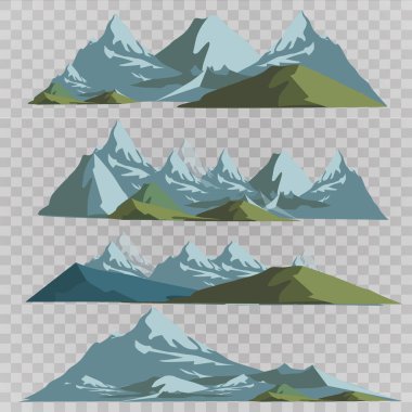 Mountains silhouettes on the white background. Vector set of outdoor design elements. clipart