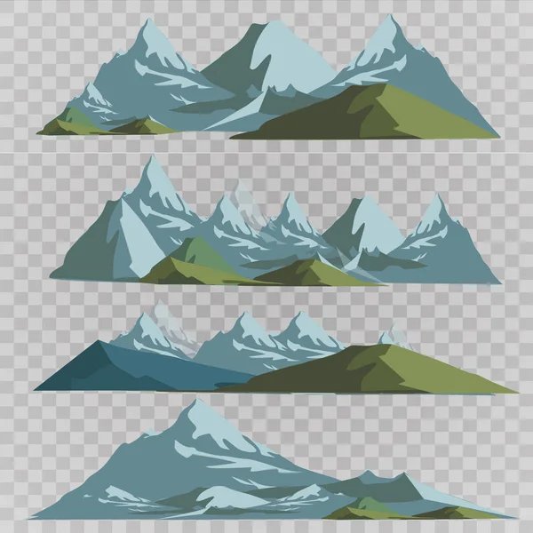 Montagnes Silhouettes Sur Fond Blanc Ensemble Vectoriel Éléments Design Extérieur — Image vectorielle