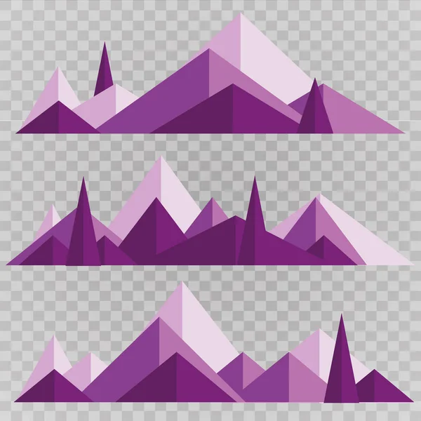 山は低ポリゴン スタイルのセットです 多角形の山の尾根 — ストックベクタ