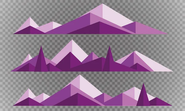 Gebergte Lage Poly Stijlenset Veelhoekige Bergruggen — Stockvector