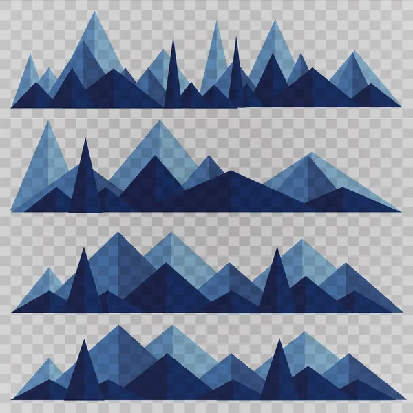 Montañas Estilo Polivinílico Bajo Conjunto Cordilleras Poligonales — Archivo Imágenes Vectoriales