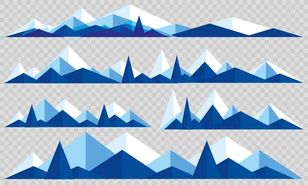 Mountains Low Poly Style Set Polygonal Mountain Ridges — Stock Vector
