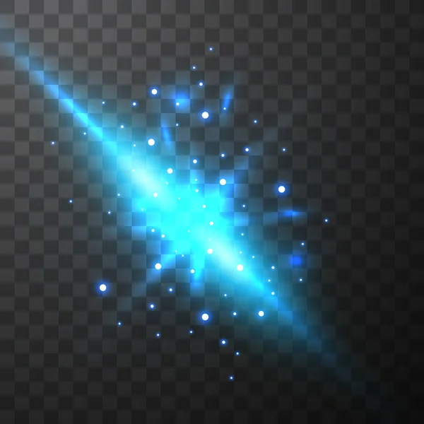 Feuer Auf Transparentem Hintergrund Neonblau Funkelnder Glanz Und Bokeh Lichter — Stockvektor