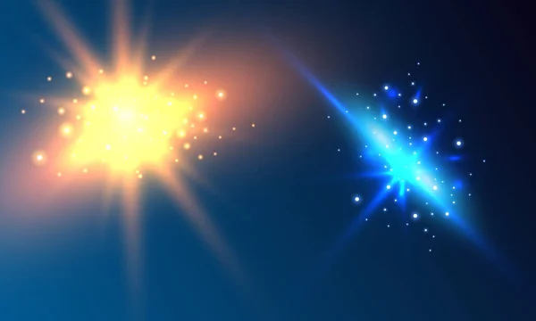 Brûler Feu Sur Fond Transparent Étoile Bleu Néon Jaune Brillance — Image vectorielle