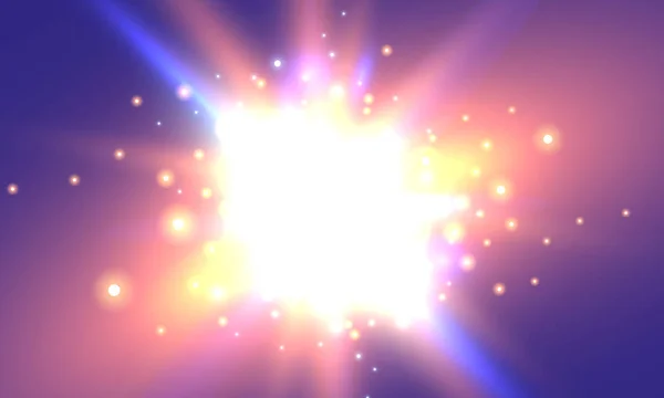 发光的光粒子与闪光效果 在透明的背景下燃烧火焰 霓虹灯蓝色和黄色星 闪闪发光和散景灯 — 图库矢量图片