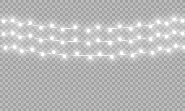 Luces Navideñas Aisladas Elementos Diseño Realistas Luces Brillantes Para Navidad — Vector de stock