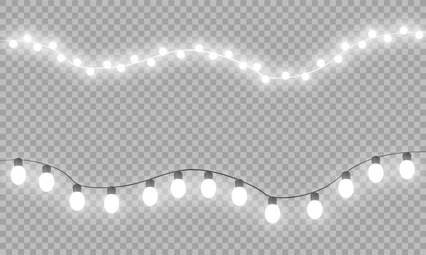 Christmas Lights Geïsoleerde Realistische Ontwerpelementen Gloeiende Lichten Voor Kerstvakantie Gree — Stockvector