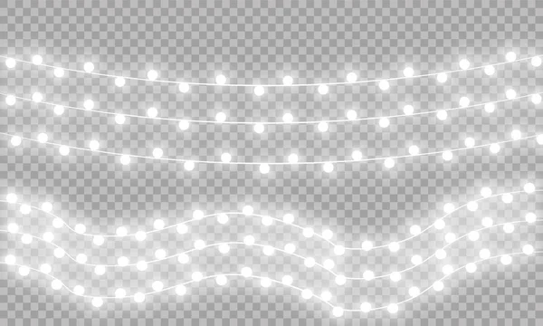 Luces Navideñas Aisladas Elementos Diseño Realistas Luces Brillantes Para Navidad — Vector de stock