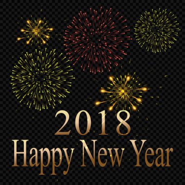 Çeşitli şekillerde patlama şenlikli desenli havai fişek parlak piktogram siyah bir arka plan karşı soyut ayarlayın. Yeni yıl ve Doğum günü. Vektör çizim