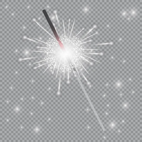 圣诞节现实的灯光效果 分离的火花光矢量设计元件 圣诞节贺卡设计用发光火花的透明模板 新年快乐装饰灯 — 图库矢量图片