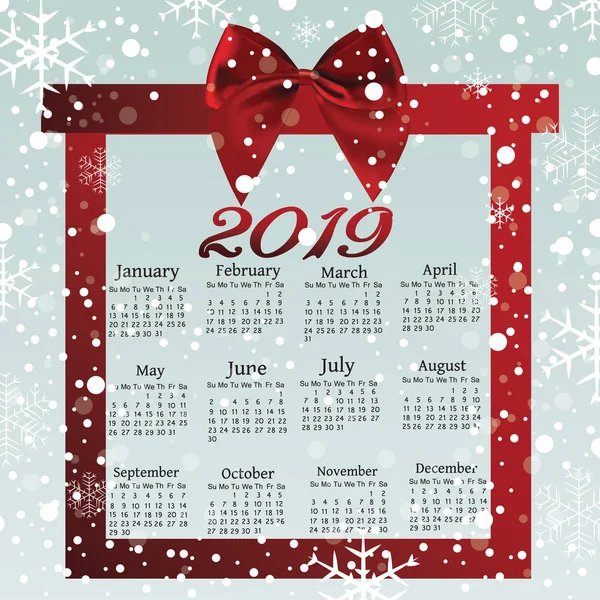 Календар Новий Рік Стрічковий Лук Новорічний Банер Вигляді Прокрутки Вашої — стоковий вектор