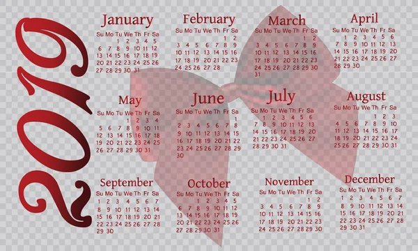 Calendario Para Nuevo Año Lazo Cinta Banner Año Nuevo Forma — Archivo Imágenes Vectoriales