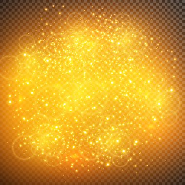 Beyaz kıvılcımlar özel ışık efekti. Şeffaf arkaplanda vektör ışıltısı. Noel soyut kalıbı. Parıldayan sihirli toz parçacıkları