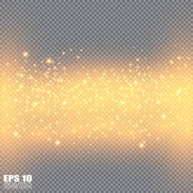 Beyaz kıvılcımlar özel ışık efekti. Şeffaf arkaplanda vektör ışıltısı. Noel soyut kalıbı. Parıldayan sihirli toz parçacıkları