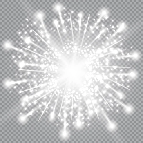 Blanc Étincelle Paillettes Effet Lumière Spécial Vector Scintille Sur Fond — Image vectorielle