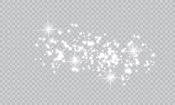Белые Искры Блестят Специальным Светом Векторные Блики Прозрачном Фоне Рождественская — стоковый вектор