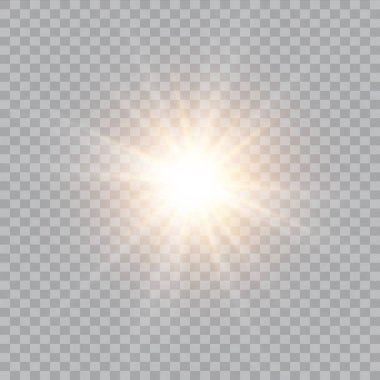 Soyut ışık ışınlarının vektör illüstrasyonu. Bir dizi yıldız, ışık ve ışıltı, ışınlar ve parlaklık.