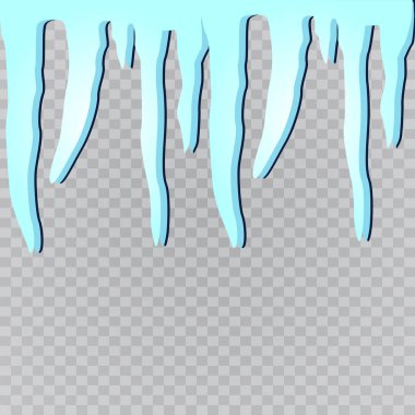 Saydam arka plan üzerinde izole kar buz sarkıtları kümesi. Vektör çizim