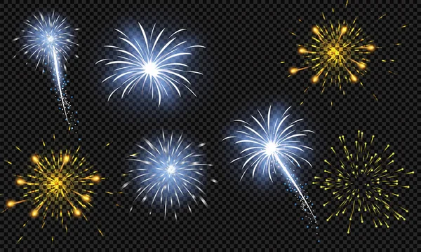 Şenlikli fireworks uygulamasında şehrin çeşitli formlarda, patlama, sembollerin soyut köpüklü desenli. Yeni yıl ve Doğum günü. Vektör çizim