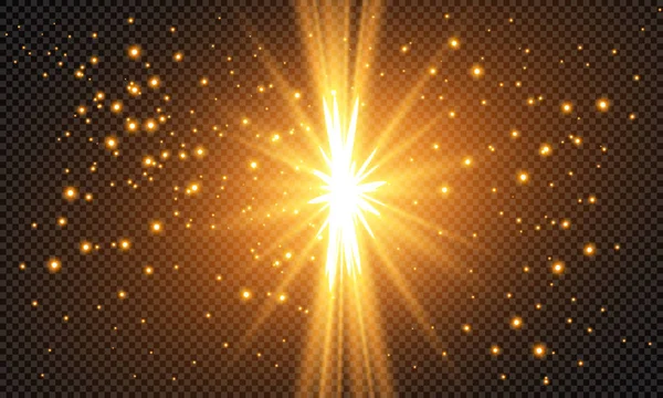 クリスマスの星は 星からの放射輝度光線 光線を方法を指します 抽象的なフレア光線のベクター イラストです 光と輝き 光と明るさの設定 — ストックベクタ