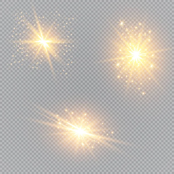 Ilustração Vetorial Raios Luz Flare Abstratos Conjunto Estrelas Luz Brilho —  Vetores de Stock