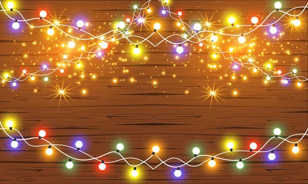 Ensemble Lumières Noël Éclatantes Pour Noël Cartes Voeux Noël Design — Image vectorielle