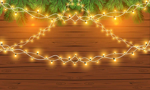 Uppsättning Glödande Christmas Lights För Xmas Semester Hälsning Kort Design — Stock vektor
