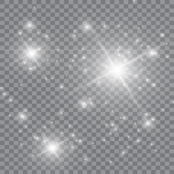 Étoiles Brillantes Sur Fond Transparent Brillant Lumineux Illustration Vectorielle Lumière — Image vectorielle