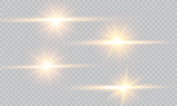 Illustrazione Vettoriale Dei Raggi Luminosi Astratti Insieme Stelle Luce Radiosità — Vettoriale Stock