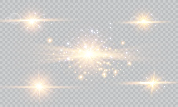 抽象耀斑光的矢量图解 一组恒星 光和光 射线和亮度 发光的效果 矢量图解 圣诞闪电概念 — 图库矢量图片