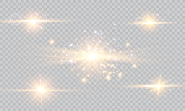 Ilustração Vetorial Raios Luz Flare Abstratos Conjunto Estrelas Luz Brilho — Vetor de Stock