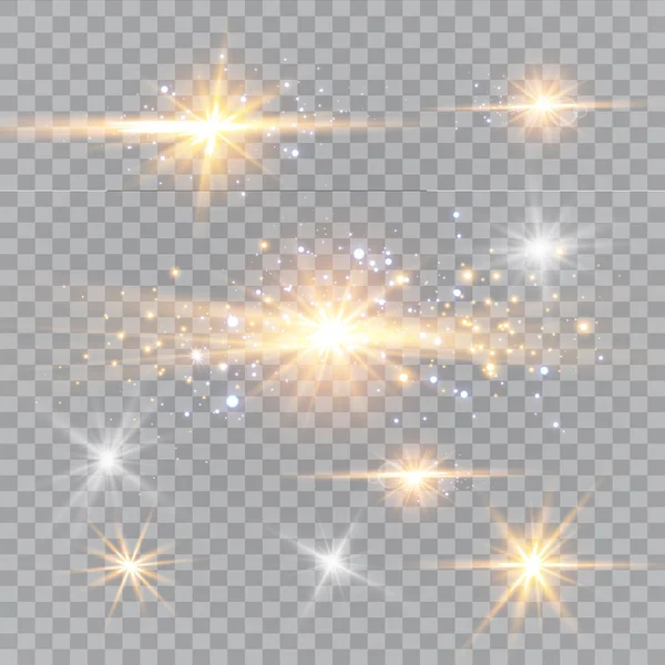 发光效果 向量例证 圣诞闪光概念 抽象耀斑射线的向量例证 一组星星 光和光芒 光线和亮度 — 图库矢量图片