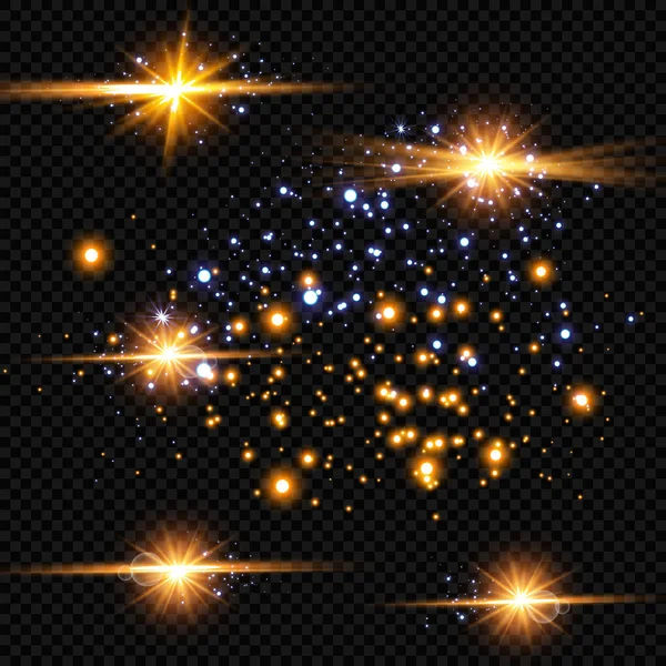 Efecto Luz Brillante Ilustración Vectorial Concepto Flash Navidad Conjunto Estrellas — Vector de stock