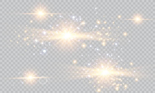 Glow Light Effect Vector Illustration Christmas Flash Concept Set Stars — Stock Vector