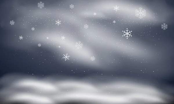 Nieve Viento Sobre Fondo Transparente Gradiente Blanco Elemento Decorativo Vector — Archivo Imágenes Vectoriales