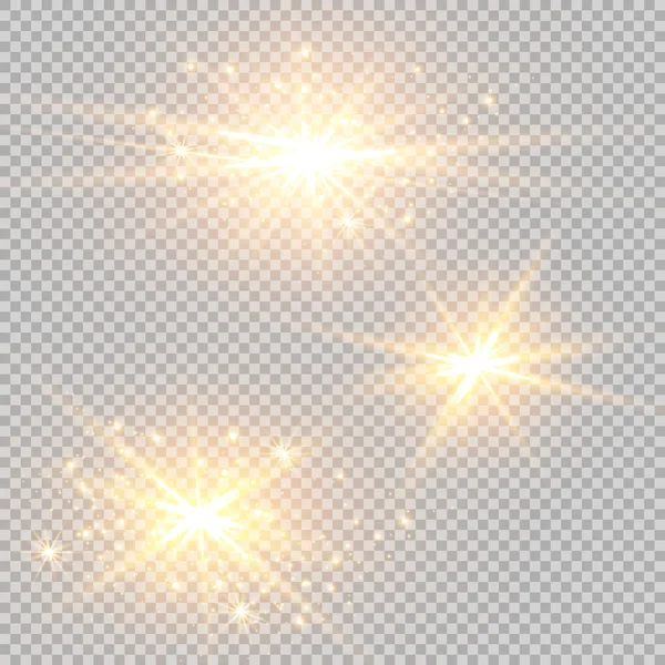 Ilustração Vetorial Raios Luz Flare Abstratos Conjunto Estrelas Luz Brilho — Vetor de Stock