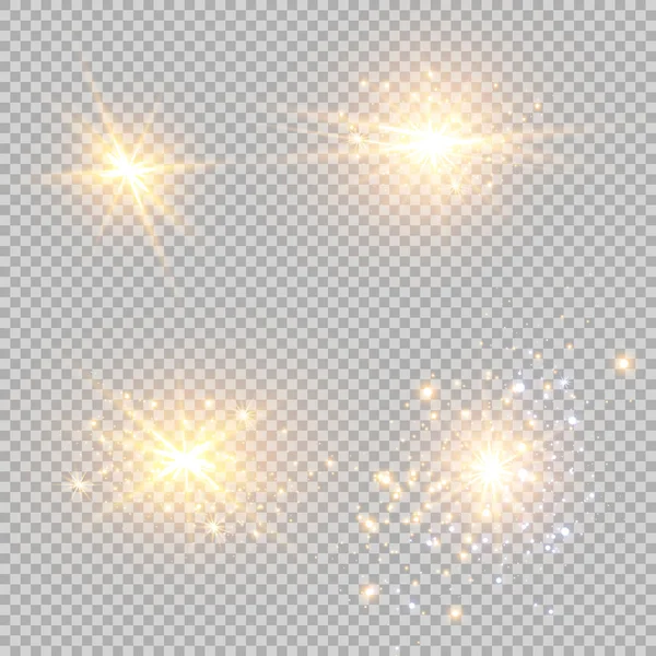 Ilustração Vetorial Raios Luz Flare Abstratos Conjunto Estrelas Luz Brilho — Vetor de Stock