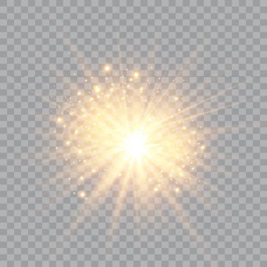 Parlama ışık efekti. Vektör çizim. Noel flash kavramı. Soyut parlama ışık ışınlarının vektör çizim. Bir dizi yıldız, ışık ve parlaklık, ışınları ve parlaklık.